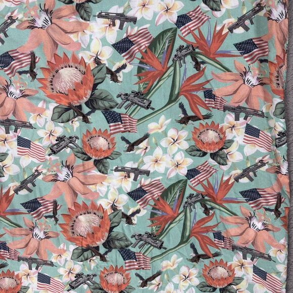 Springfield Armory Hawaiian Shirt Mens Size M Teal Gun American Flag AOP Bullpup - Picture 16 of 16